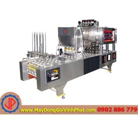 Dây chuyền máy chiết rót định lượng dán miệng ly cốc tự động Vĩnh Phát