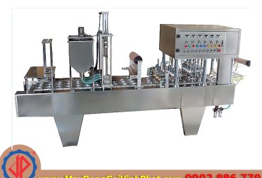 Dây chuyền máy chiết rót dán miệng hộp sữa chua tự động giá rẻ